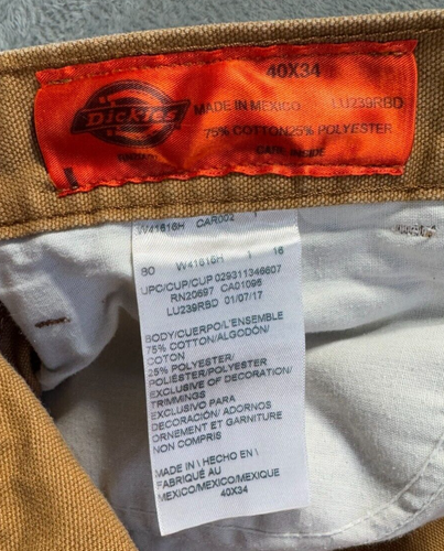 Dickies Jeans Men 40x34 Brown Straight Relaxed American Workwear Utility Canvas - Picture 2 of 12