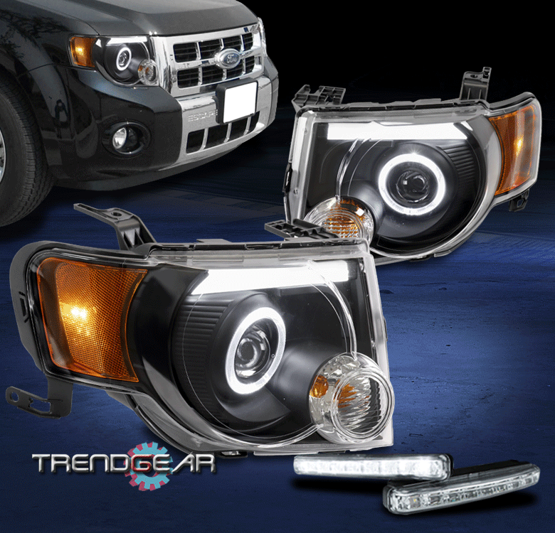 For 2008-2012 Ford Escape SUV Halo LED Tube Black Projector