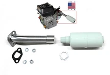  Exhaust With Muffler for: Mud Motor. Honda GX160, GX200, Predator 212cc