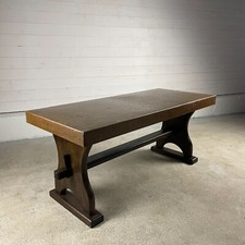 Vintage Timber Framed Coffee Table with Beaten Copper Top