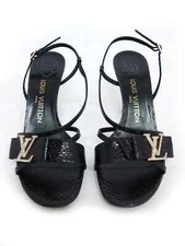 LOUIS VUITTON ITALY Snake-Embossed Leather crystal embellished LV Sandals 35.5