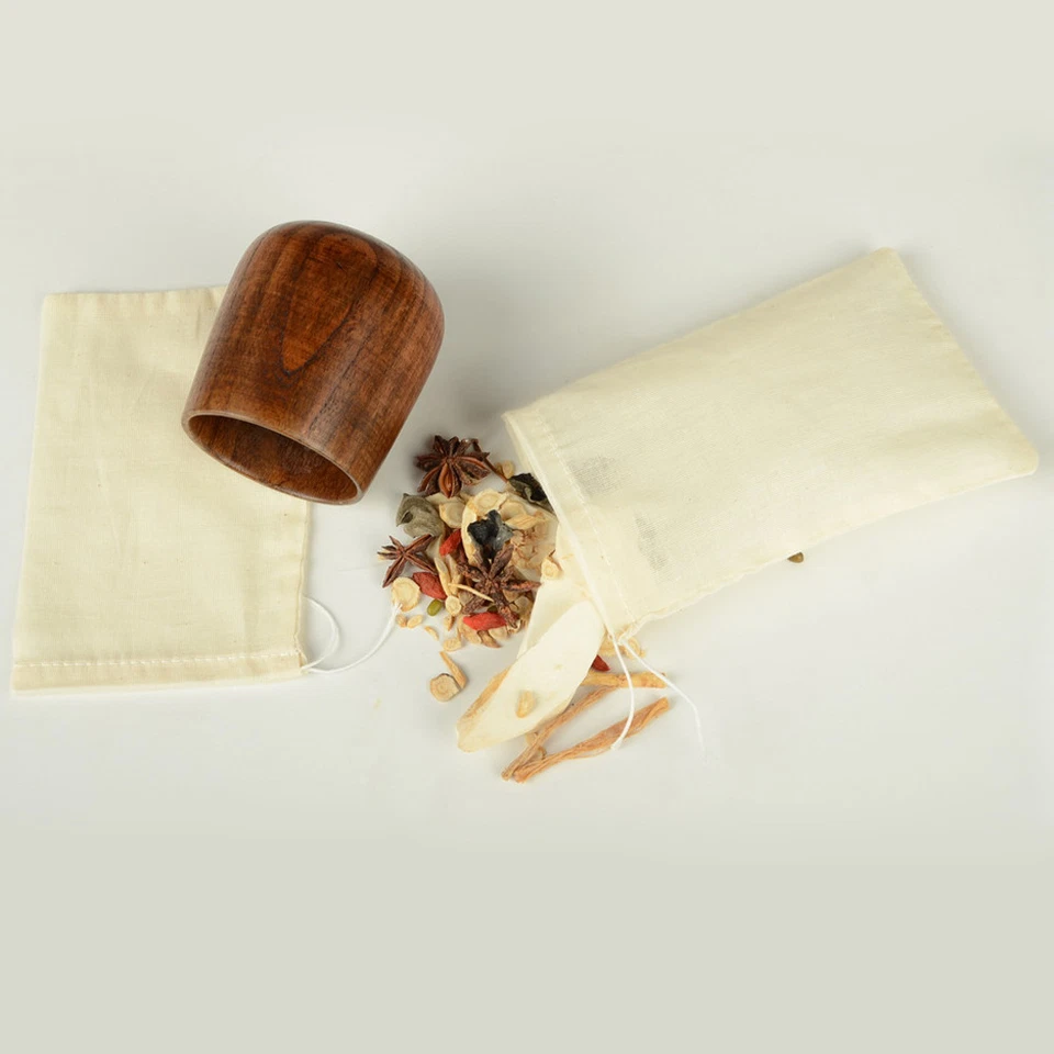 700 PCS 4x6in (10x15cm) Cotton Muslin Drawstring Bags Reusable Pack Tea - Image 2 of 4