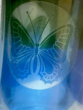 Set 8 Vintage NOS Libby MCM butterfly Glasses in original Box 12 oz. blue green