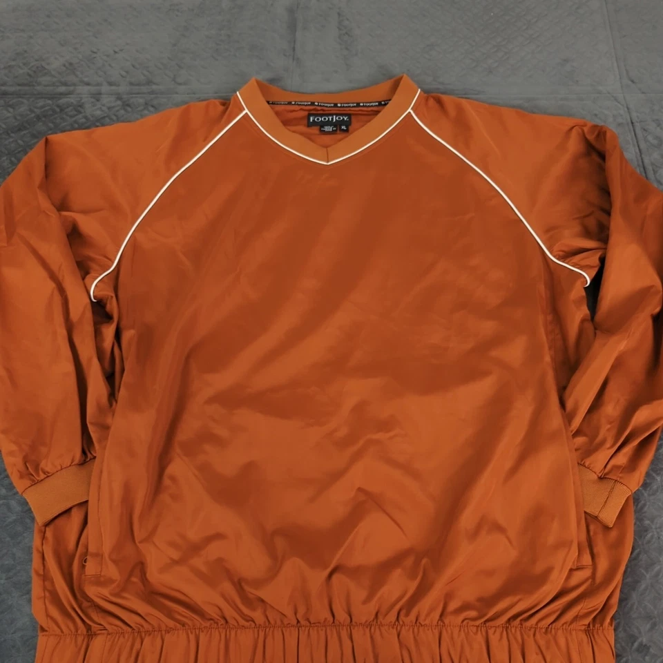 FootJoy Chaqueta Cortavientos Golf Pullover Cuello en V Naranja Manga Larga Hombres XL Foto 2 de 4