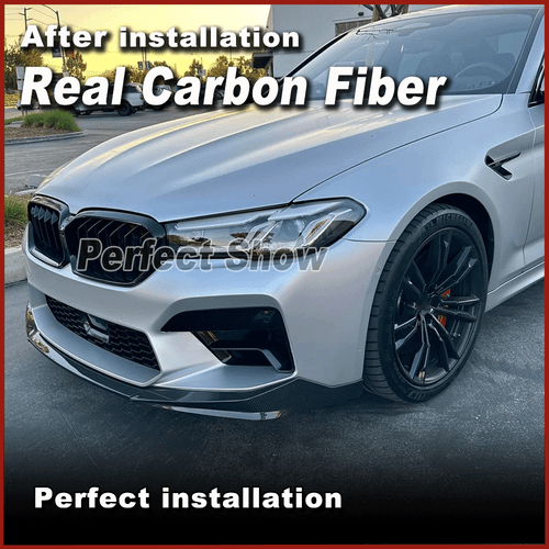 Fit For BMW 5Series F90 M5 Sedan 2021 Real Carbon Fiber Front Bumper Lip Spoiler - Picture 5 of 13