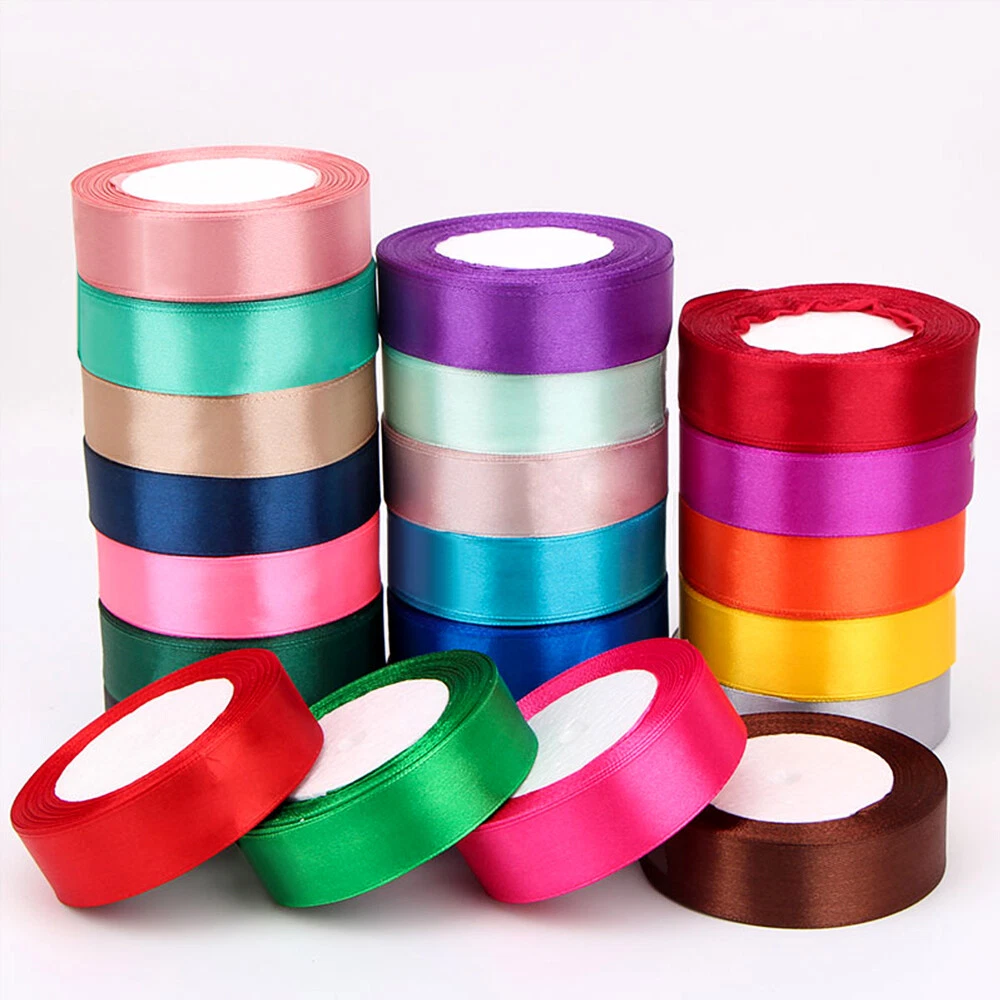 Satin Ribbon 50 100 Yd Yard Roll 1/4 1/2 1 2 3 in Inch Gift