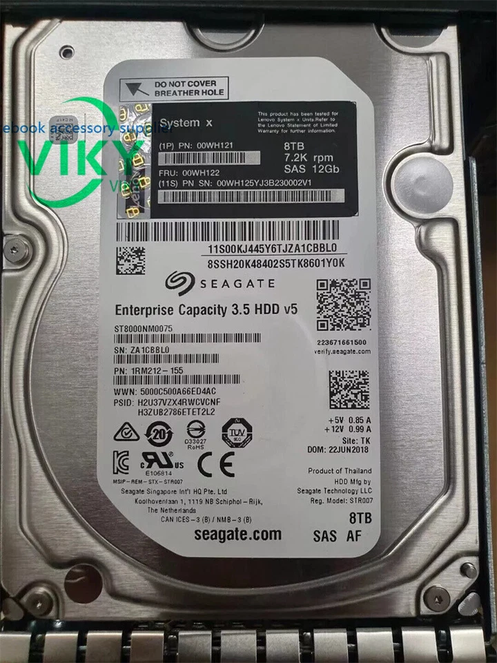 LENOVO 00WH121 00WH122 8TB 7.2K 3.5" SAS 12Gbps NL 512e G2HS HDD Hard Drive - Image 2 of 3