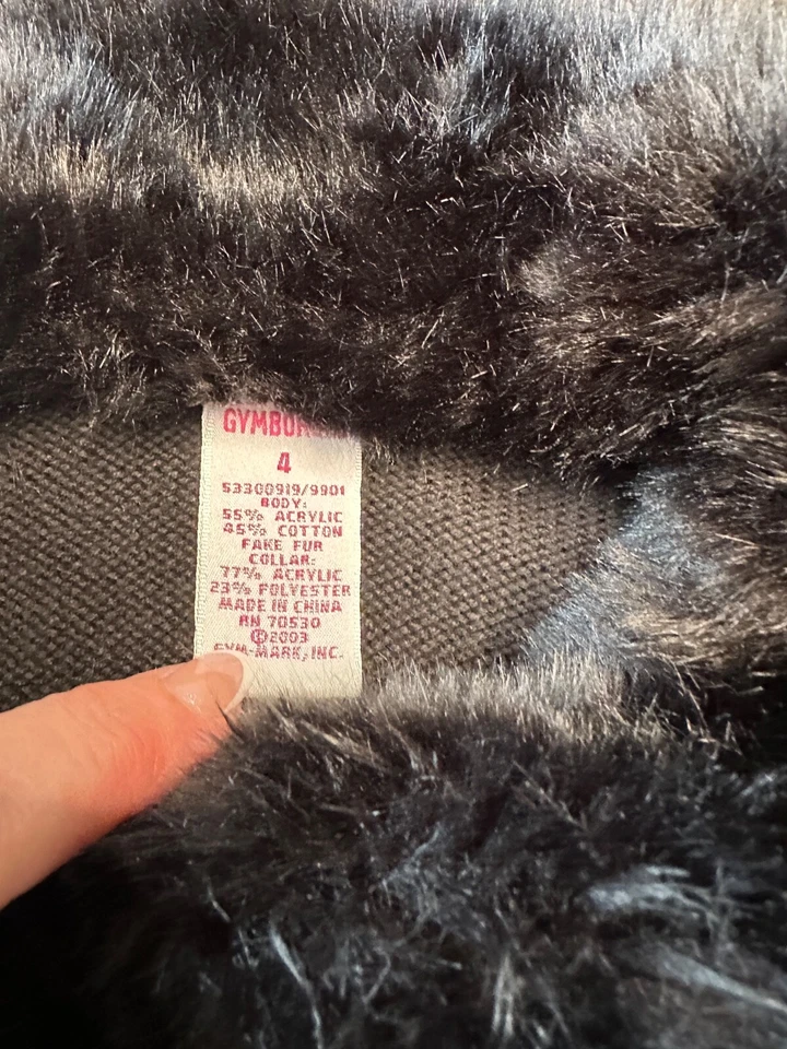 VTG GYMBOREE FAUX FUR BEADED CARDIGAN SWETAER GIRLS SZ 4 - Image 2 of 4