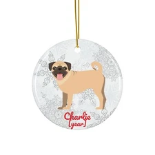 Pug Christmas Ornament Gifts Customized Mom Dad Tree Decoration Custom Name Year