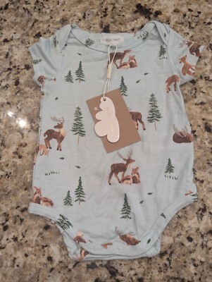 Angel Dear Baby Bodysuit Deer Outdoors Green size 0-3 mo