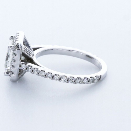 ANILLO HALO DE 4 PUNTAS ORO 14K CORTE PRINCESA I/VS2 DIAMANTE NATURAL 2,7 QUILATES CON DETALLES - Imagen 4 de 7