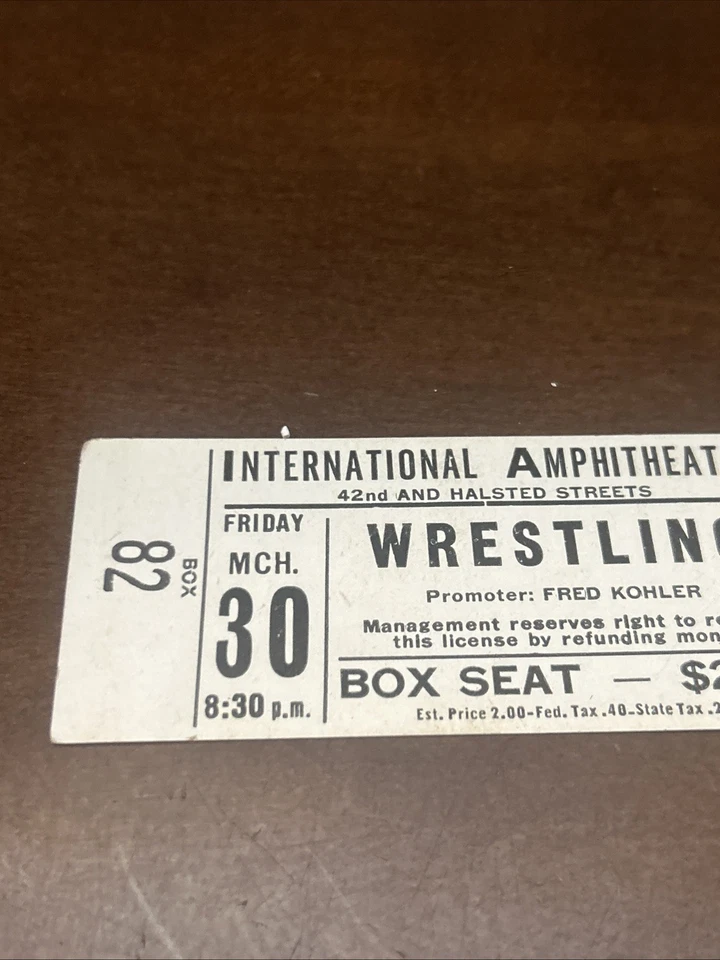 Boleto completo de lucha libre NWA partido por el título Chicago 30 de marzo 1951 LOU TESZ enanos Foto 2 de 4