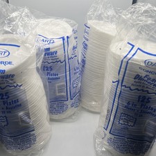 Set of 4, Dart Concorde Foam Plate, 6" dia, White G09