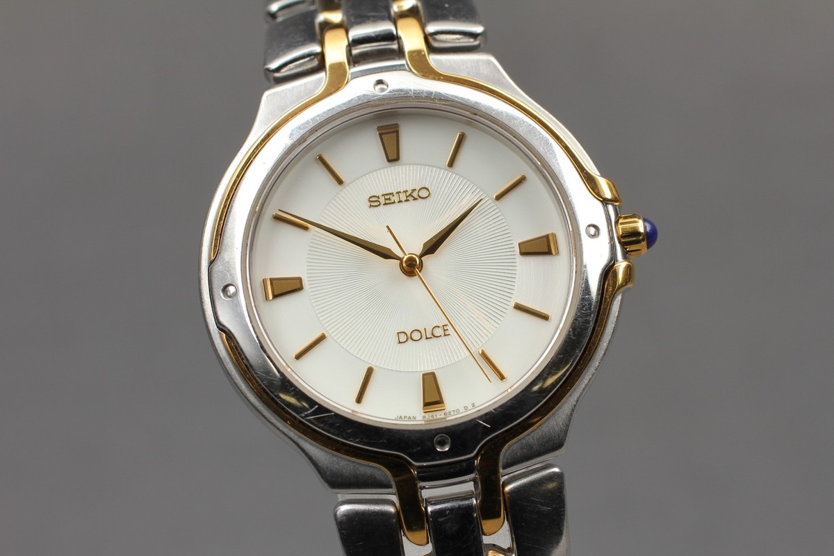 1998 N MINT Seiko Dolce 8J41-6150 Two-Tone Round HAQ Quartz