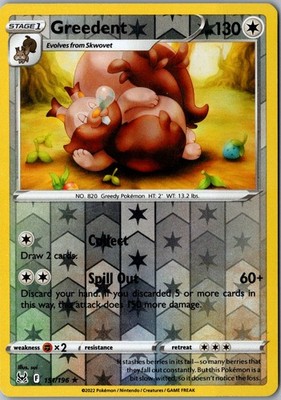 Greedent Reverse Holo 151/196 Rare Lost Origin Lightly Played Pokemon Card