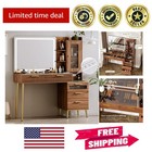 Luxury Makeup Vanity Desk with Mirror & Power Outlet: 5 Drawer Storage Solution