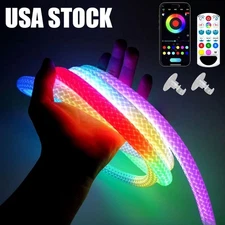 5V 6.56ft WS2811 USB RGB Neon LED Light Strip Home Decor 360 Round Reticulate