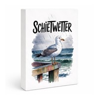 MöWe Im Regen Holzbild In 28X21 Cm Zum Stellen Oder AufhäNgen - Schietwetter