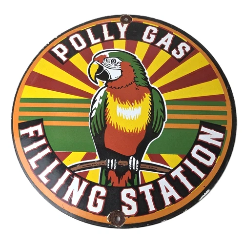 Vintage Polly Motor Oil Sign - Porcelain Advertisement Gasoline Pump Sign