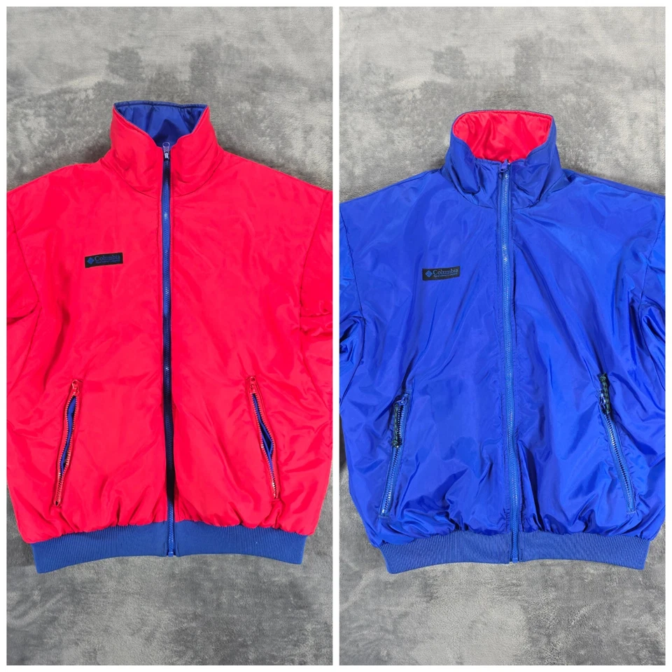 VTG Columbia Reversible Jacket Mens M Red Blue Full Zip Insulated Bomber - Image 2 of 4
