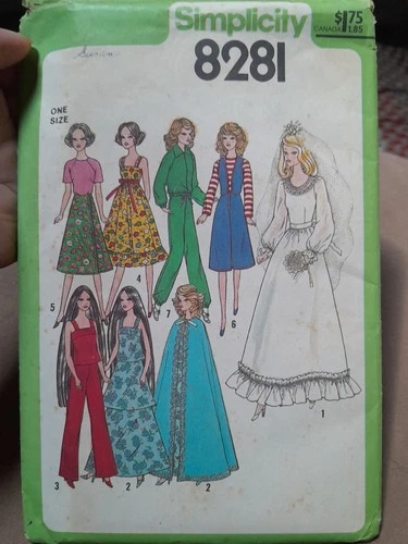 Simplicity 8281 Pattern 1977 Barbie Darcie Doll Clothes 2 szs 11-1/2” & 12-1/2”