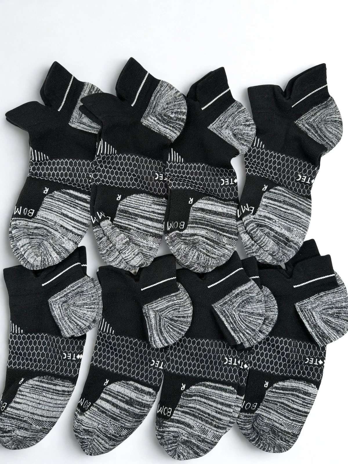 Bombas Hextec 8 Pairs Ankle Socks athletic Honeycomb Large Black Wholesale Lot