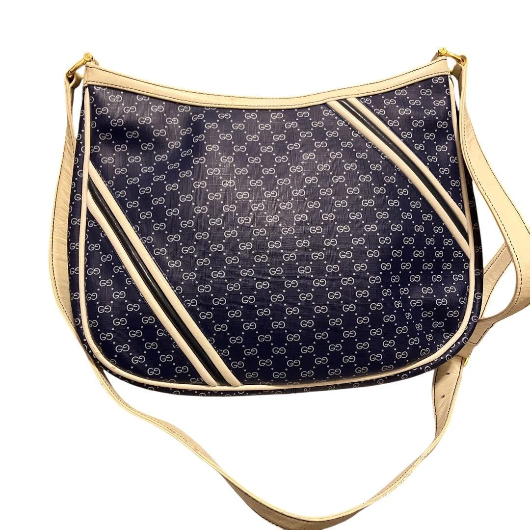 Sac à bandoulière Gucci Gg logo bleu marine vintage créateur avec imperfections