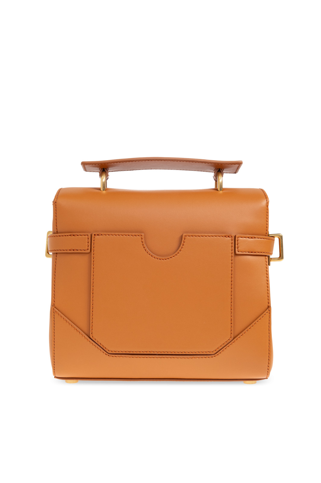 BALMAIN B-Buzz 23 Brown Leather Top Handle Bag New & Authentic image 2