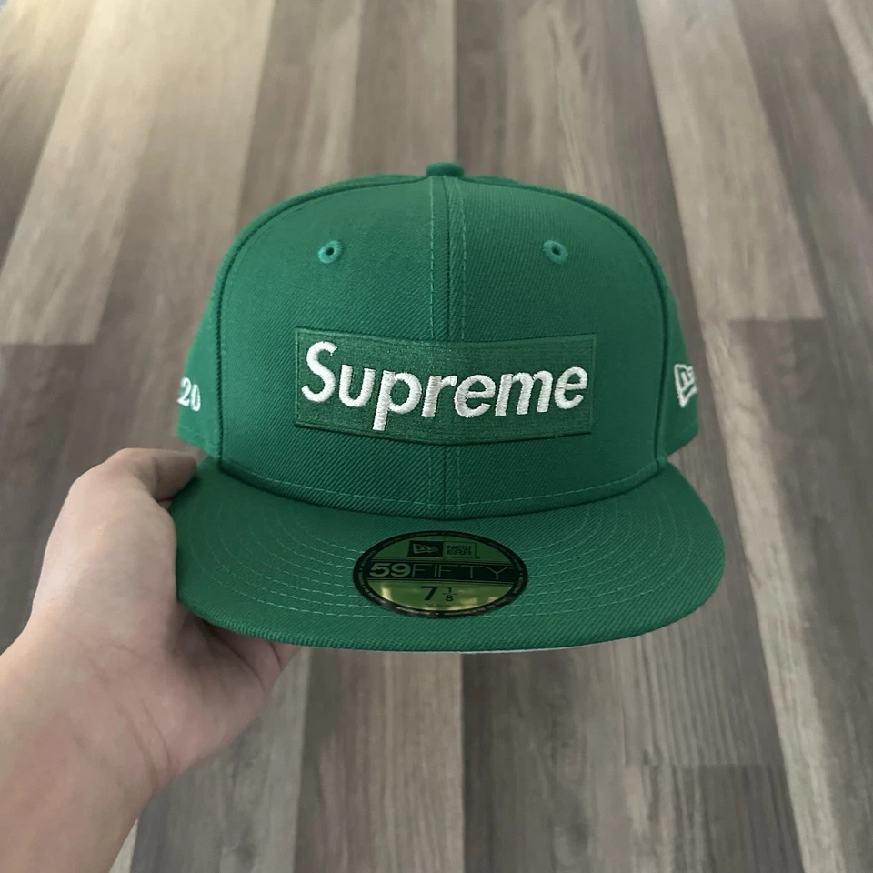 AUTHENTIC Green Supreme Money Box Logo New Era Fitted Hat W Embroidery - Image 2 of 4
