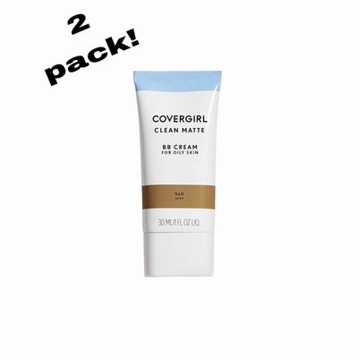 2 PACK COVERGIRL Clean Matte BB Cream 560 Deep Oily Skin Light Liquid 30ml 