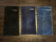 VTG LUGENE Black Blue Leather Soft Pouch for Glasses/Sunglasses Case Lot