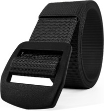 Men'S Tactical Nylon Belt with Plastic Buckle Metal-Free Adjustable Webbing for