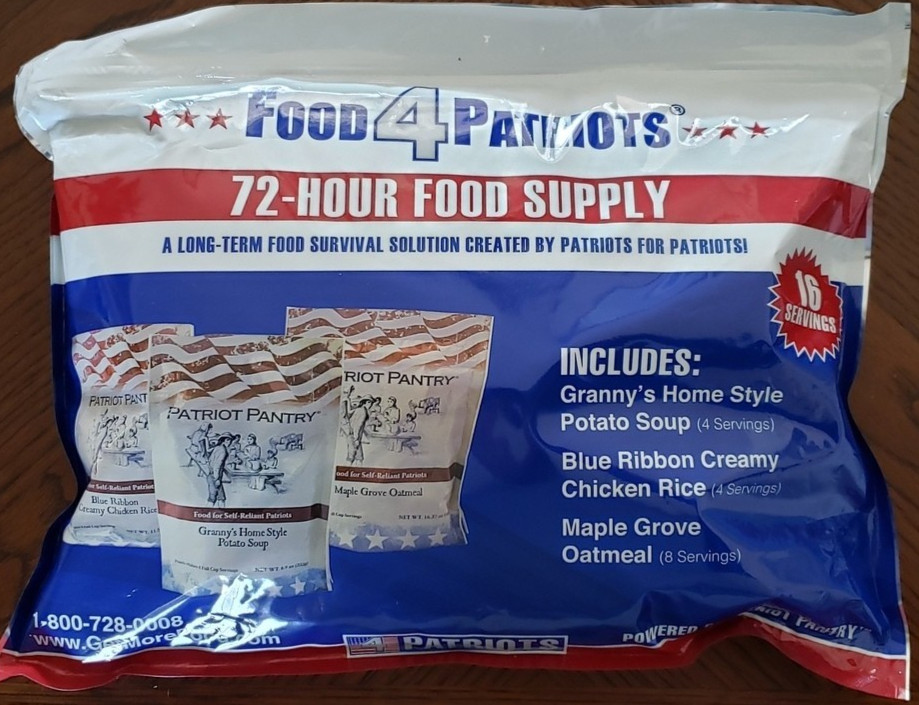 4Patriots 72-Hour Emergency Food Supply Kit For Survival & Camping (16 Servings)