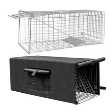 Live Feral Cat Trap Cage with Cover, Heavy Duty Folding Animal Traps Cage for...