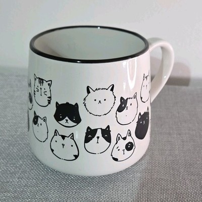Cat Faces Ceramic White Mug Coffee Cup Drinkware