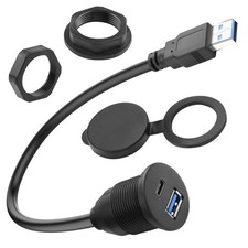 USB 3.0 to USB 3.0 USB C Flush Panel Embedded Mount Adapter Cable 11.8 In