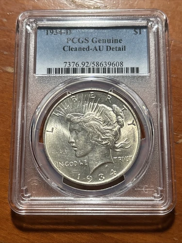 1934-D Silver Peace Dollar $1 - PCGS Cleaned AU Detail
