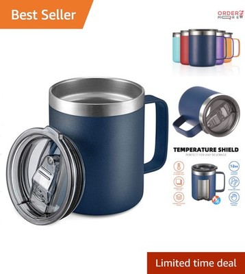 12oz Stainless Steel Insulated Travel Mug with Handle Vacuum Double Wall Navy