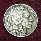 1938-D Indian Head Buffalo Nickel Circulated 5c Coin, Free Shipping