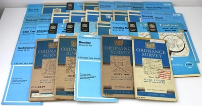 JOB LOT 33 Ordnance Survey Maps bundle Blue British Britain 1:25000 First Series - Image 1 of 4