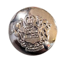 20 Silver Tone Dominion Emblem Plastic Buttons, Vintage Shank Back