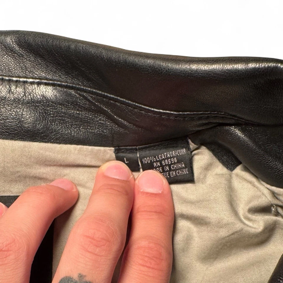 Blazer de cuero L Donna Karan New York - negro minimalista 4 bolsillos Foto 3 de 4