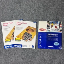 Epson & Office Depot Photo Paper Lot 65 Sheets 8.5” X 11” Glossy