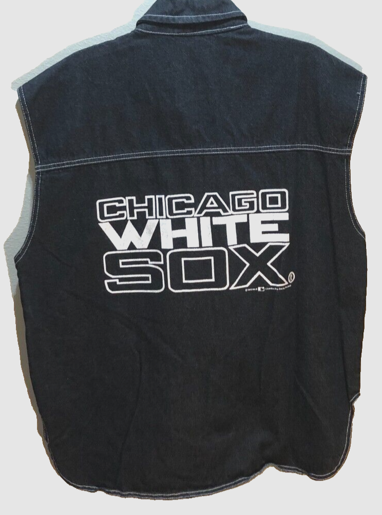 Chicago White Sox MLB AL 1993 Pro One Pro Badge Vintage Black Denim Vest M