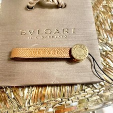 Bvlgari Cell Phone Strap Brown Leather Mobile Accessories Gold tone