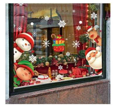 82PCS Christmas Snowflake Window Clings & Santa Decals for Holiday Decor