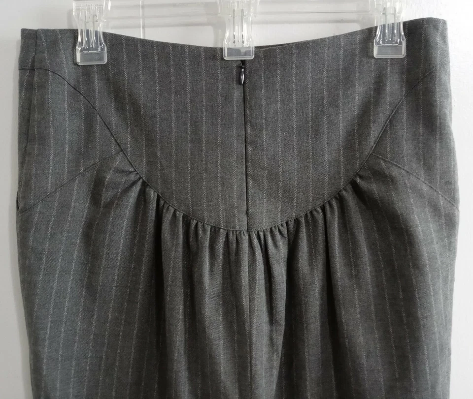 Женская серая булавка полоски карандаш юбка 4 назад разрез молнии до макс офис карьера - Изображение 3 из 4