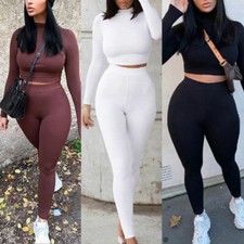 Women Seamless 2pcs Yoga Set Yoga Suit Crop Top+Leggings Pants Sports Gym Outfit