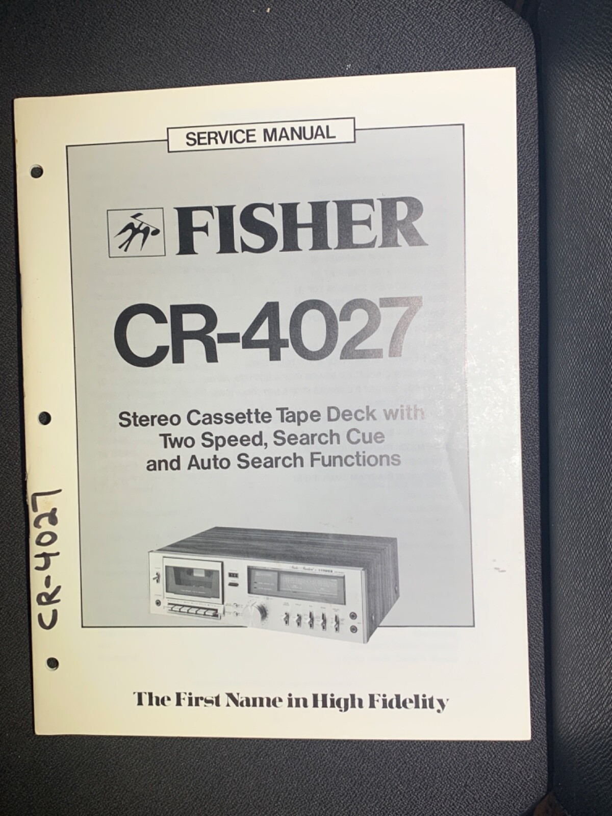 Fisher CR-4027 Stereo Cassette Deck Service Manual Two Speed Original