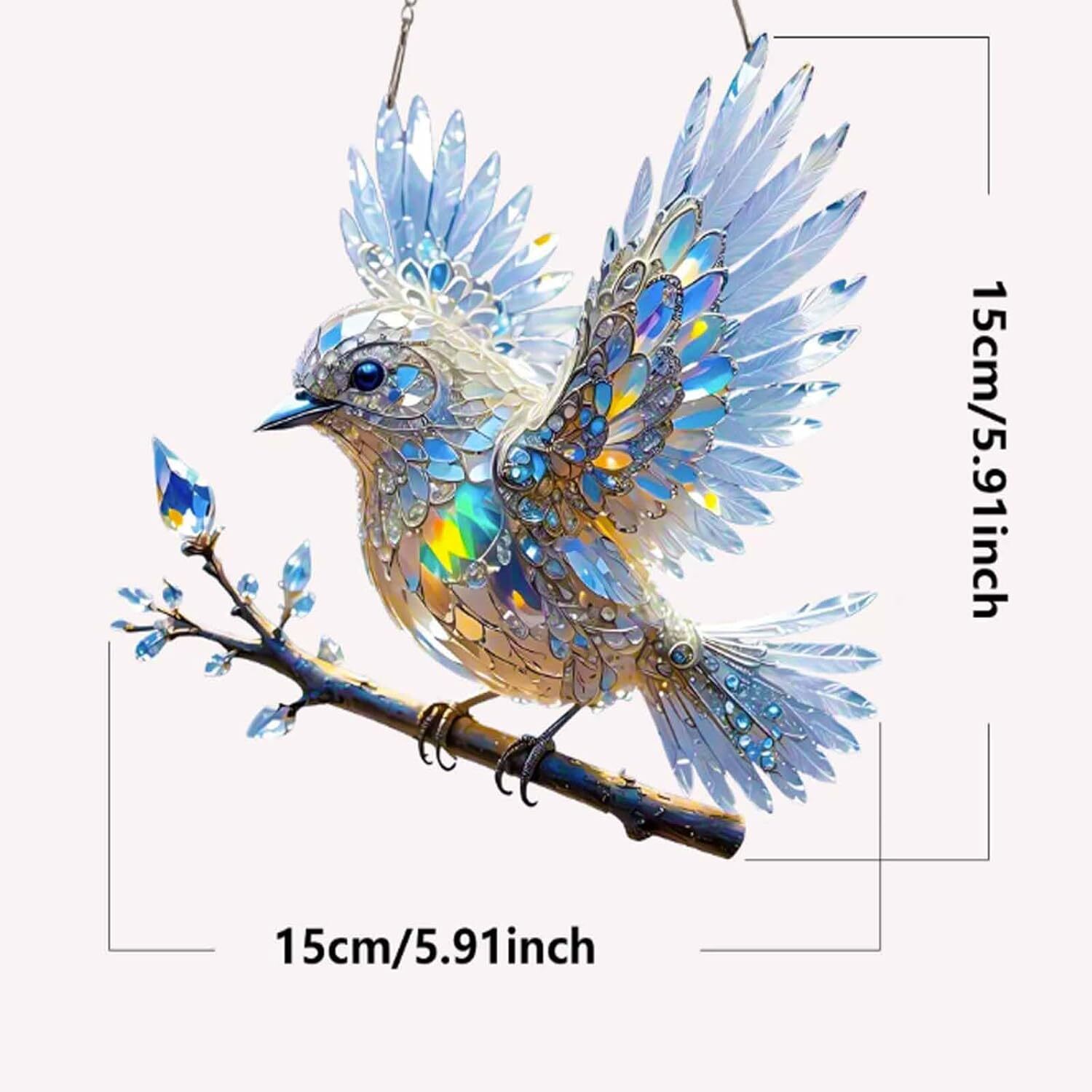 Solelylife Spirit Bluebird, Graddi Crystal Sky Bluebird Décoration Artistique Teintée 20,3 Cm Sollymall 2D En Acrylique Plat En Cristal Bleu Pour Salon, Terrasse (3 Pièces